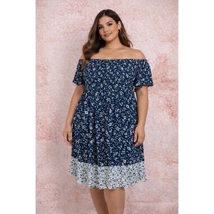 NWT LANE BRYANT floral off shoulder gauze dress size 18 20 coastal resort 2X
